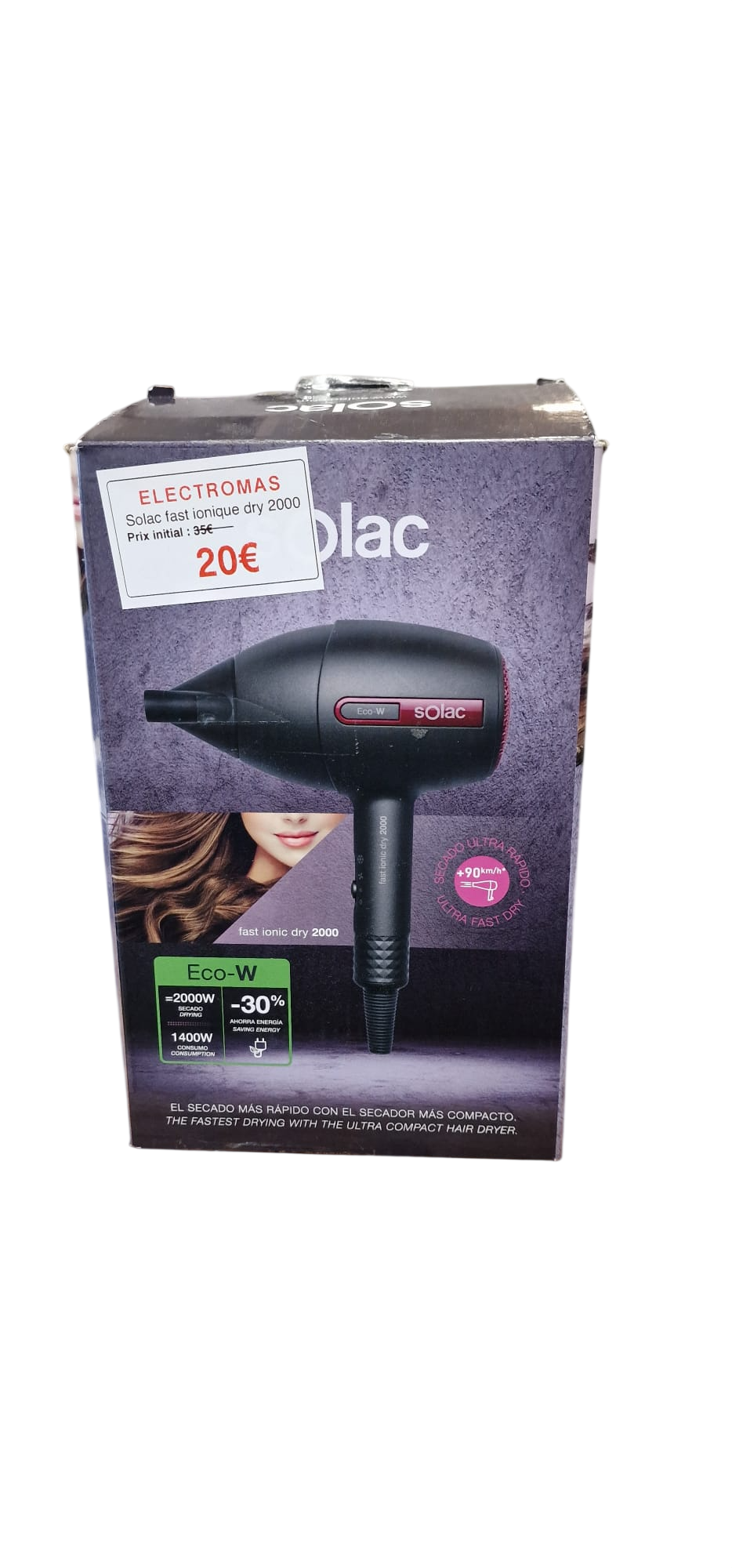 Sèche-cheveux ionique compact