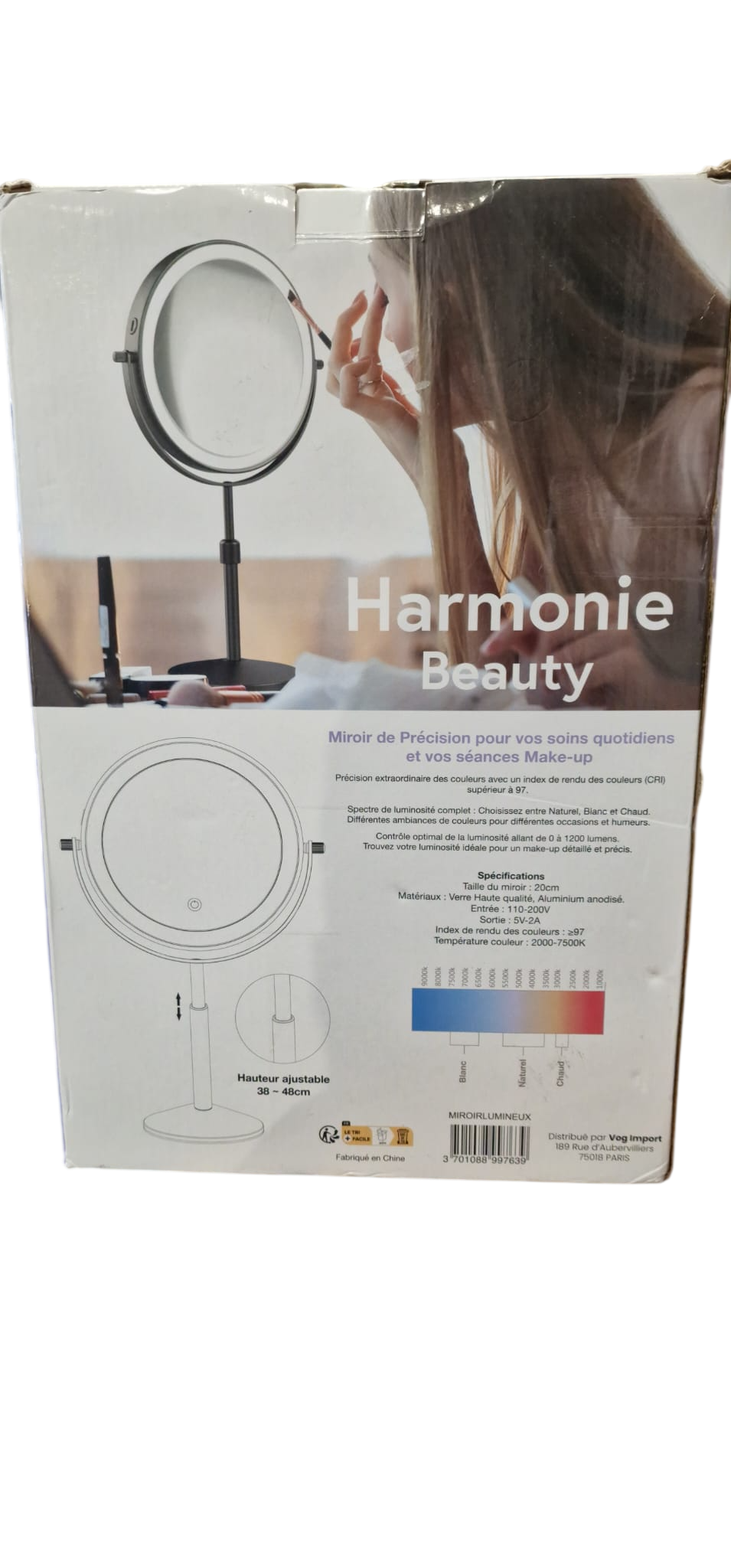Miroir lumineux LED grossissant - Harmonie Beauty by HoMedics