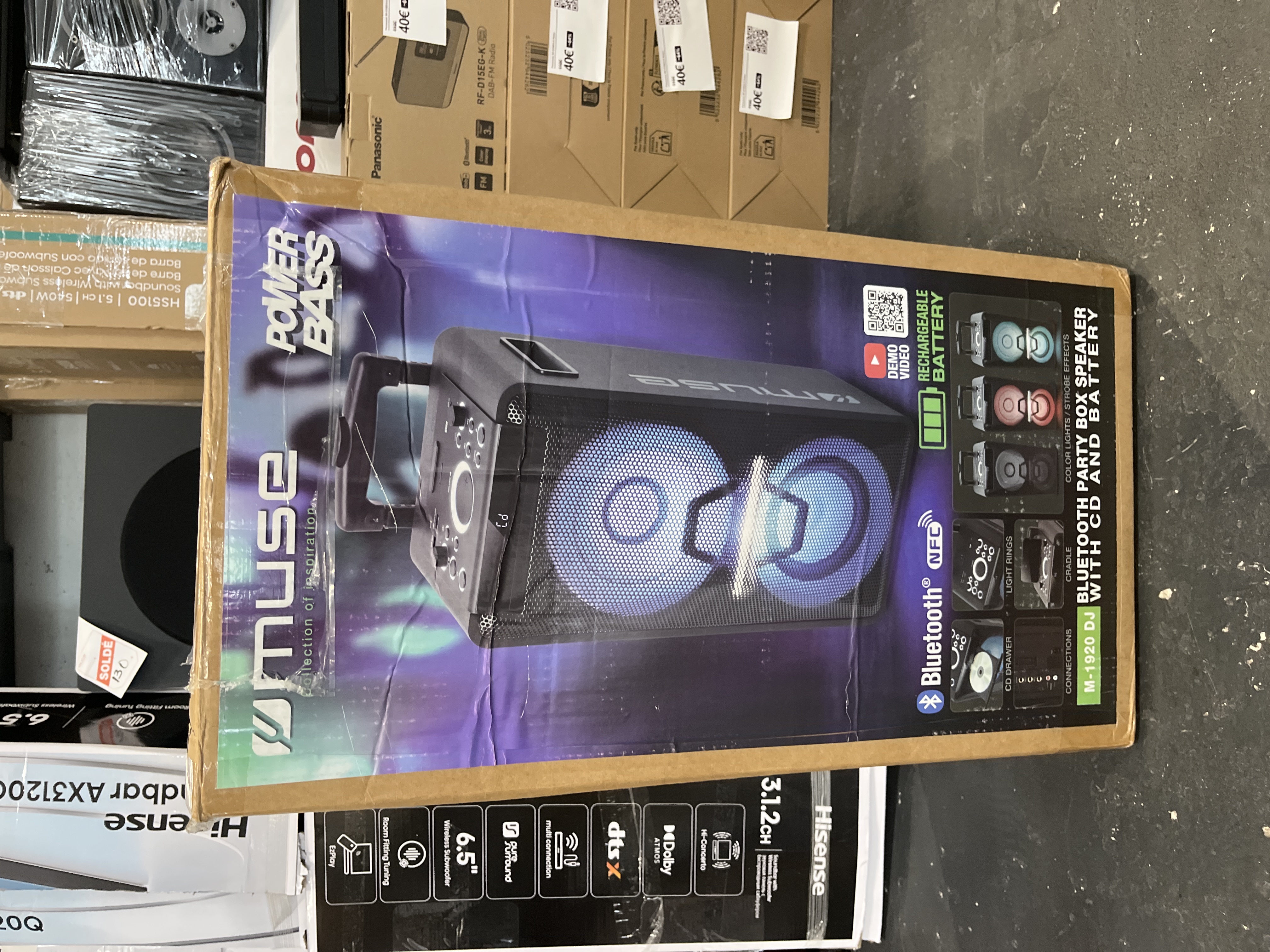 USE ENCEINTE -  MUSE M-1920DJ - AVEC BATTERIE, 300 W, CD, BLUETOOTH ET EFFETS LUMINEUX