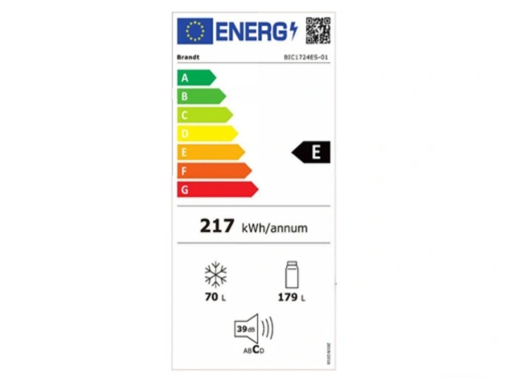 Brandt BIC1724ES - Réfrigérateur congélateur en bas