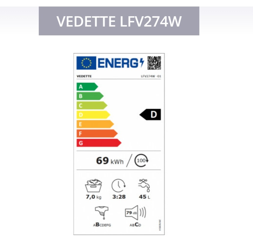 Vedette LFV274W Lave-linge 7kg