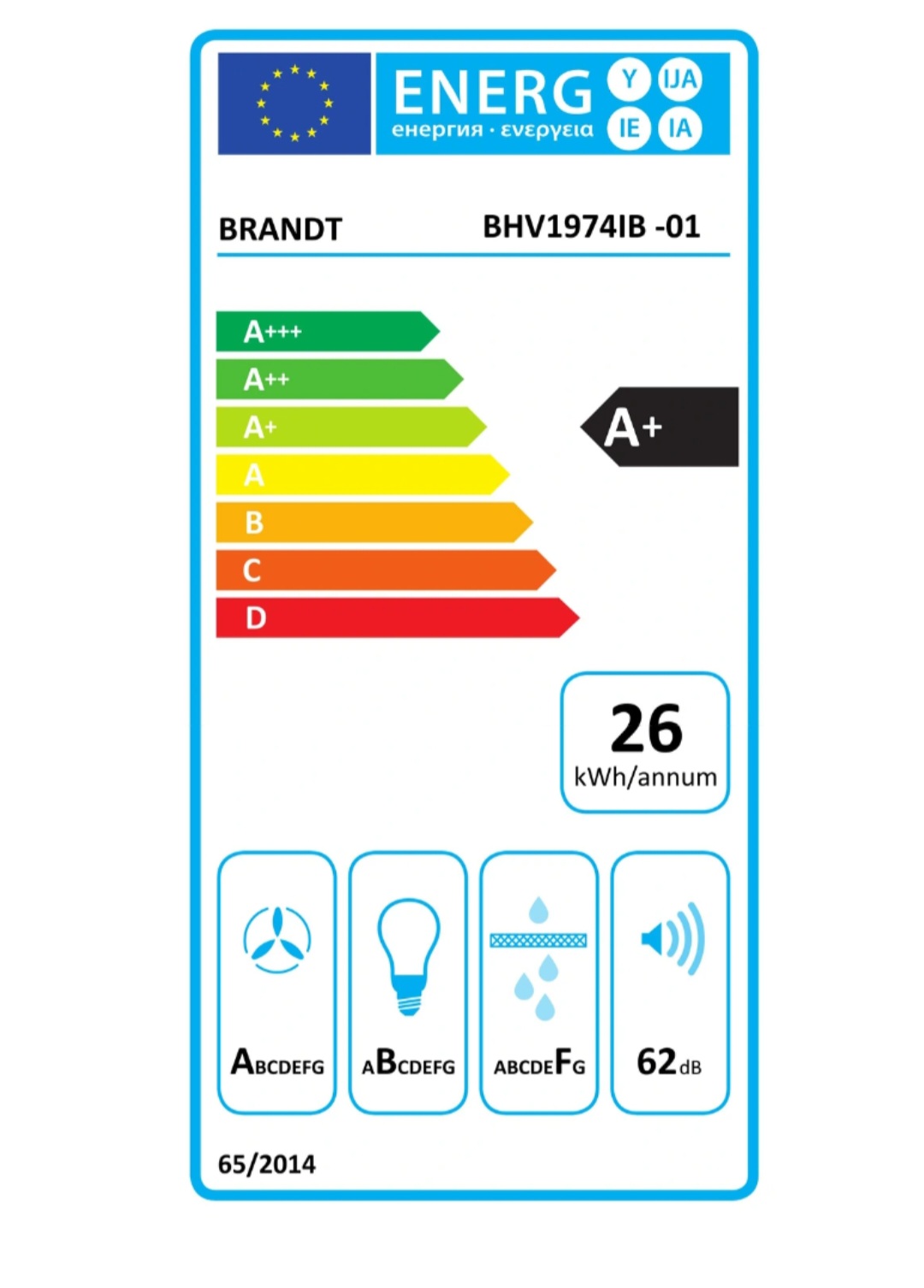 Brandt Hotte décorative inclinée 90cm