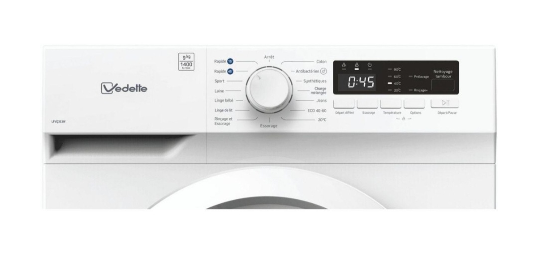 Vedette LFVQ393W lave linge 9kg