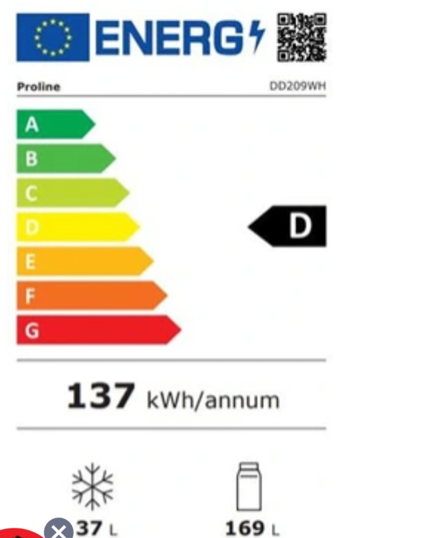 Proline Réfrigérateur congélateur en haut  DD209WH