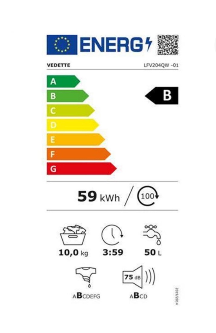 Vedette Lave-linge frontal 10kg 1400 tours/min blanc -LFV204QW