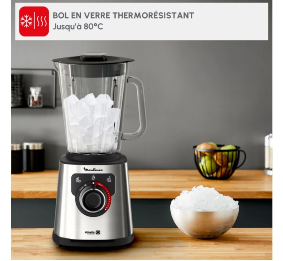 Moulinex  Blender PerfectMix+ 1200W Bol 2L Noir Métal LM871D10