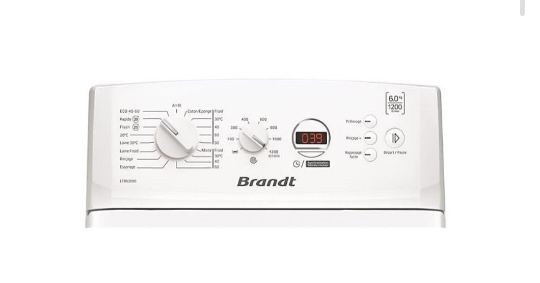 Brandt Lave-linge top 6kg 1200 tours/min LTB62000
